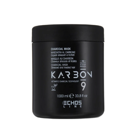 Подхранваща веган маска за коса със 100% органичен въглен ECHOSLINE KARBON 9 Mask 1000мл