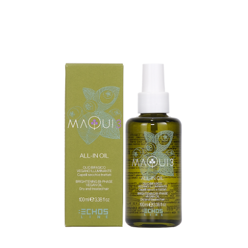 Двуфазно веган олио за блясък за суха и третирана коса ECHOSLINE MAQUI 3 All-In Oil Brightening Bi-Phase Vegan Oil 100мл