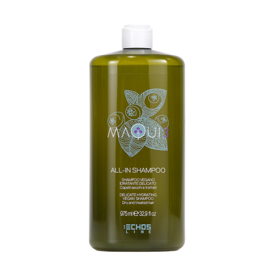 Деликатен хидратиращ веган шампоан за суха и третирана коса ECHOSLINE MAQUI 3 All-In Shampoo Delicate Hydrating Vegan 975мл